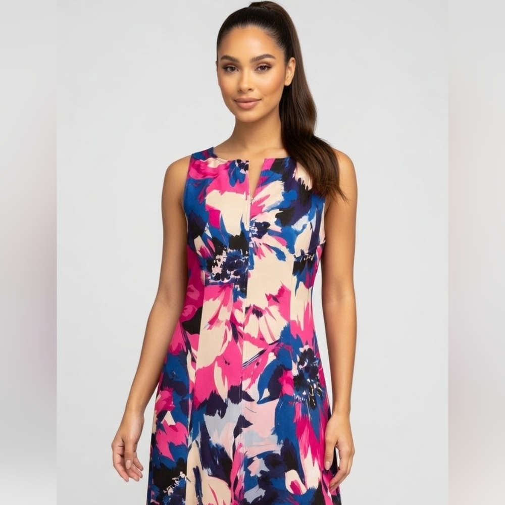 London Times Colorful Floral Midi Dress